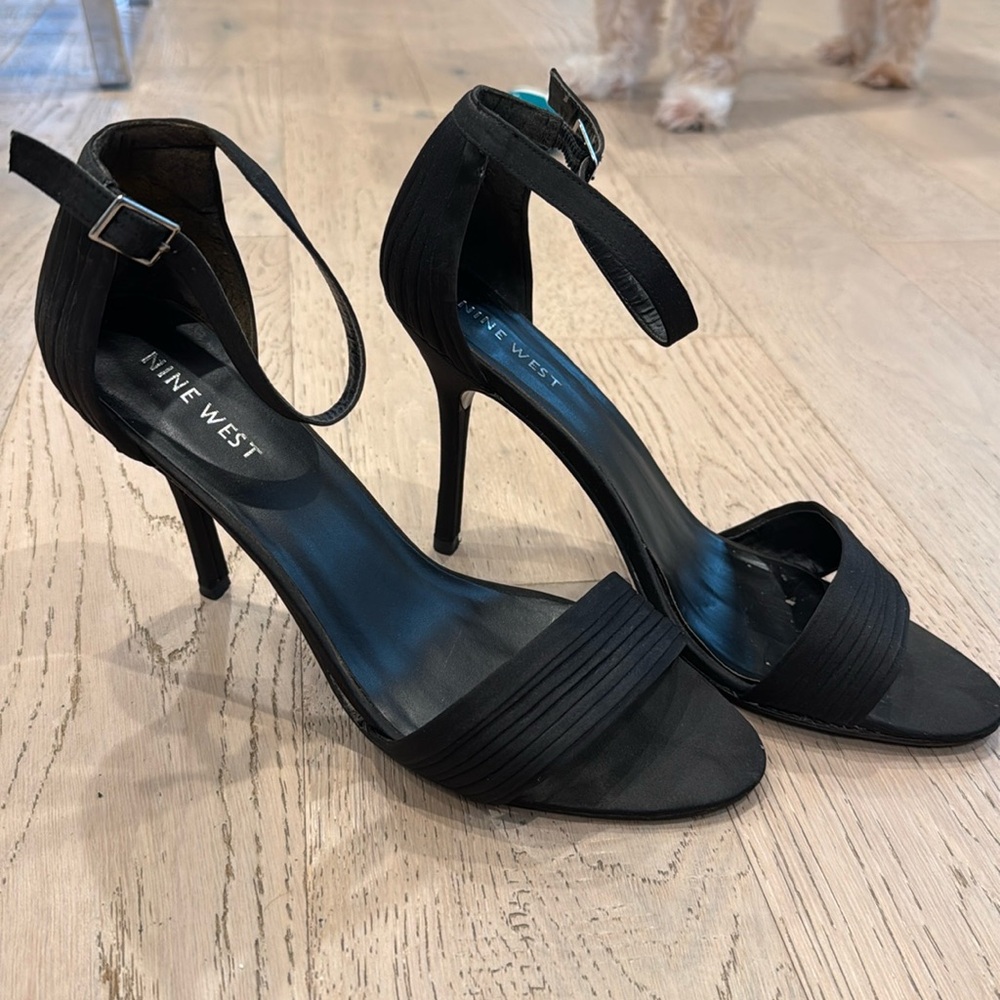 Black Satin Nine West Stiletto, Size 10